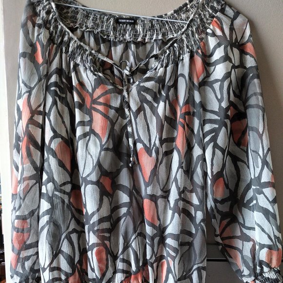 Gerry Weber top greys and coral chiffon - One size - Picture 1 of 10
